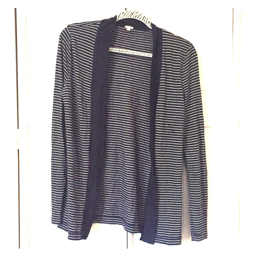 J.Crew Womens navy blue and white striped cardigan